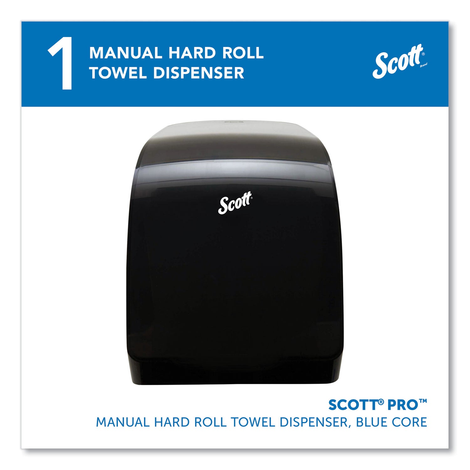 Scott Pro Manual Hard Roll Towel Dispenser - Roll Dispenser - 16.4" Height x 12.7" Width x 9.2" Depth - Black - Translucent, Durable, Key Lock - 1 Each