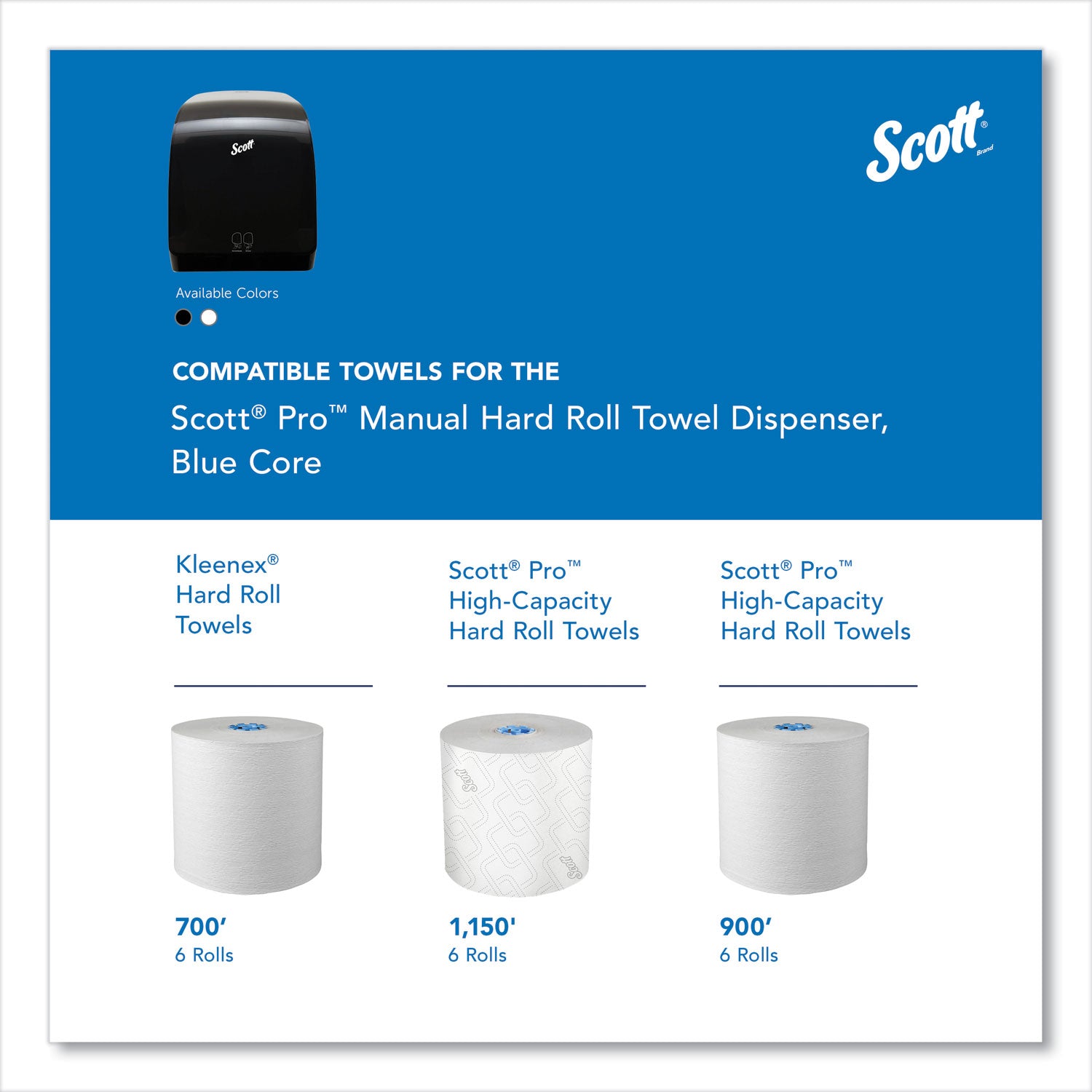 Scott Pro Manual Hard Roll Towel Dispenser - Roll Dispenser - 16.4" Height x 12.7" Width x 9.2" Depth - Black - Translucent, Durable, Key Lock - 1 Each