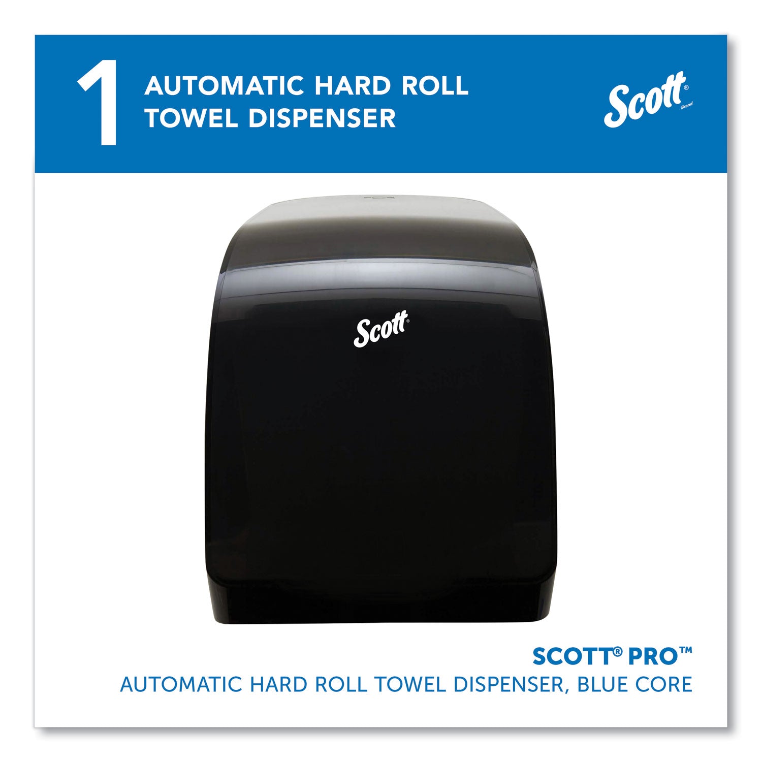 Scott Pro Automatic Hard Roll Towel Dispenser - Touchless Dispenser - 16.4" Height x 12.7" Width x 9.2" Depth - Black - Touch-free - 1 Each