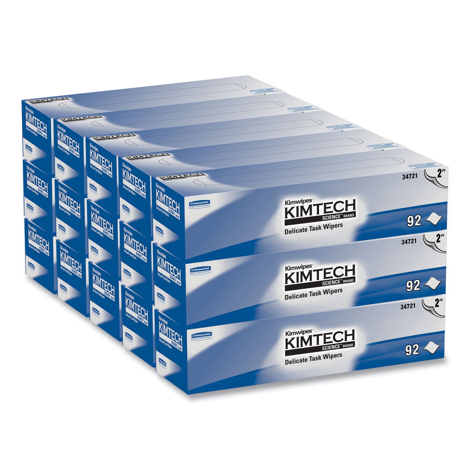 KIMTECH Science Kimwipes Delicate Task Wipers - 2 Ply - 14.40" Width x 16.40" Length - White - 92/Pack - 1 Carton