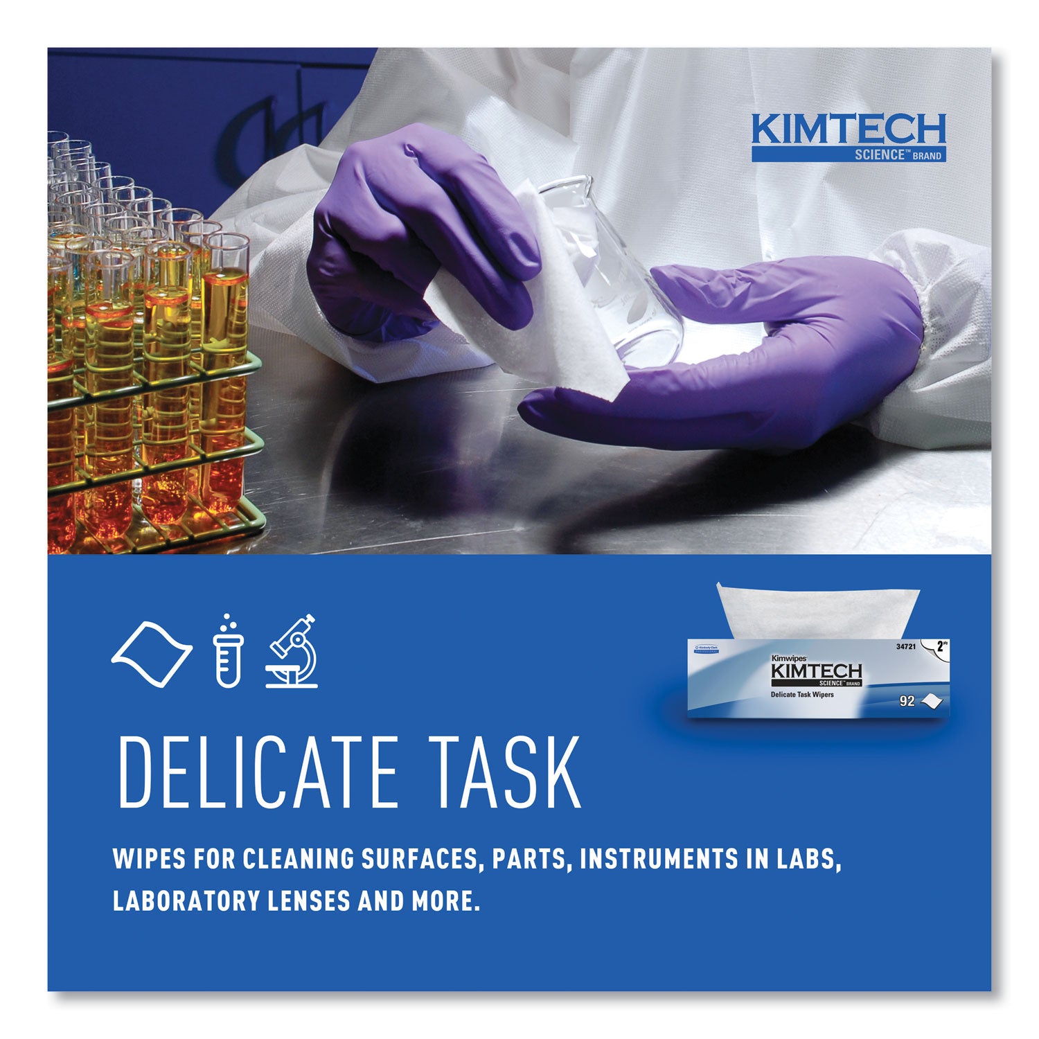 KIMTECH Science Kimwipes Delicate Task Wipers - 2 Ply - 14.40" Width x 16.40" Length - White - 92/Pack - 1 Carton