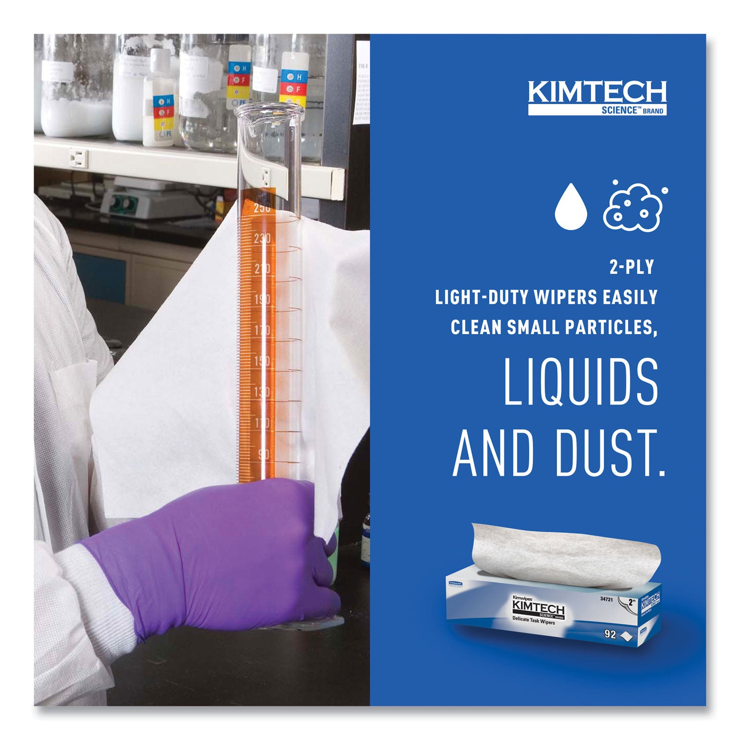 KIMTECH Science Kimwipes Delicate Task Wipers - 2 Ply - 14.40" Width x 16.40" Length - White - 92/Pack - 1 Carton