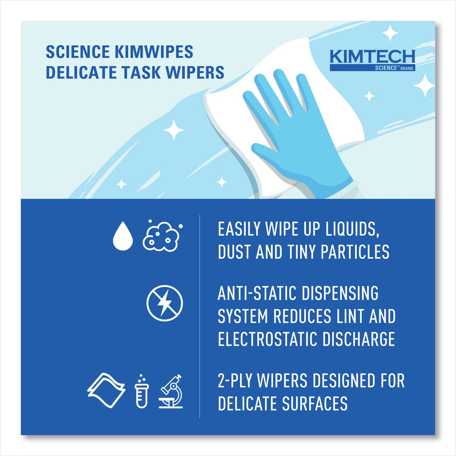 KIMTECH Science Kimwipes Delicate Task Wipers - 2 Ply - 14.40" Width x 16.40" Length - White - 92/Pack - 1 Carton