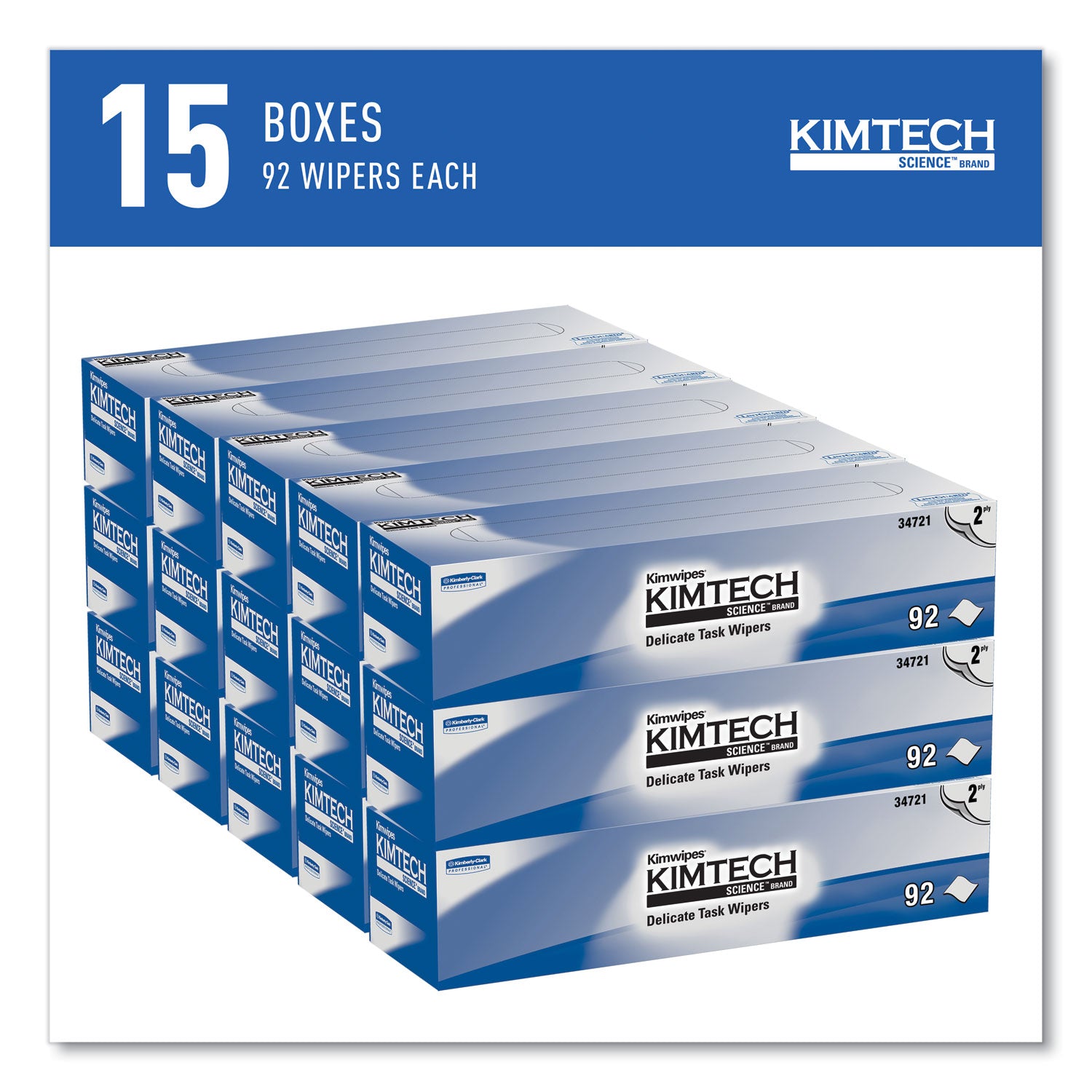 KIMTECH Science Kimwipes Delicate Task Wipers - 2 Ply - 14.40" Width x 16.40" Length - White - 92/Pack - 1 Carton