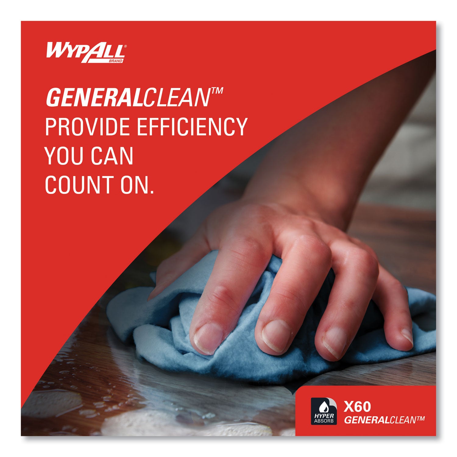 Wypall GeneralClean X60 Multi-Task Cleaning Cloth Jumbo Roll - 12.20" Length x 12.40" Width - Recommended For: Adhesive Remover, Lubricant Remover - Lightweight, Reinforced - Blue - 1 Roll