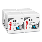 Wypall PowerClean X80 Heavy Duty Cloths, Quarter-fold, White, 12" x 12.5", 50 Cloths per Pack, 1 Carton