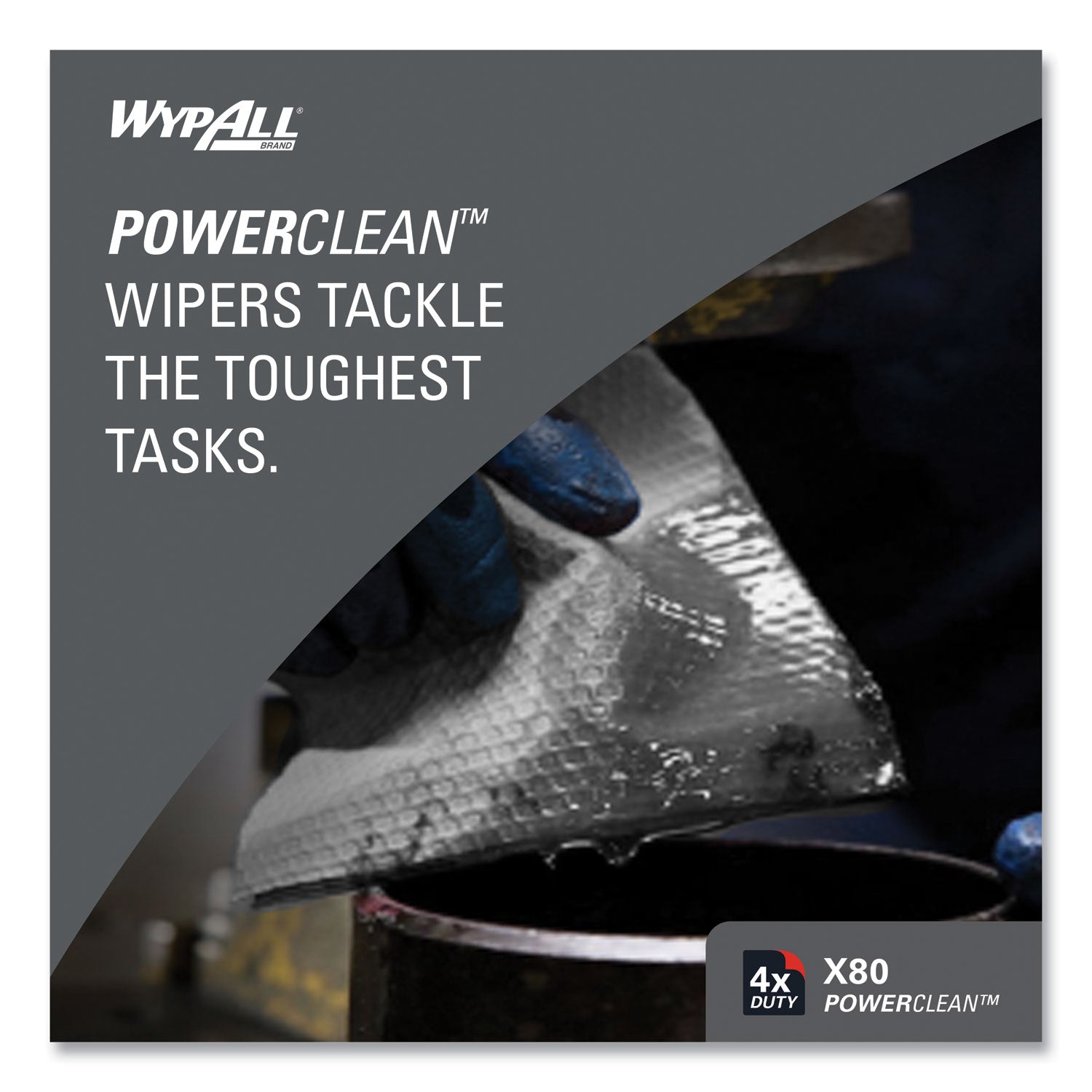 Wypall PowerClean X80 Heavy Duty Cloths, Quarter-fold, White, 12" x 12.5", 50 Cloths per Pack, 1 Carton