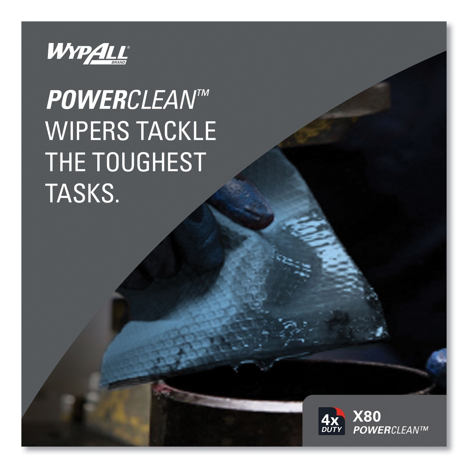 Wypall PowerClean X80 Heavy Duty Cloths Jumbo Roll - 12.50" Width x 12.20" Length - 475 Sheets/Roll - Blue - Cloth - 1 Each