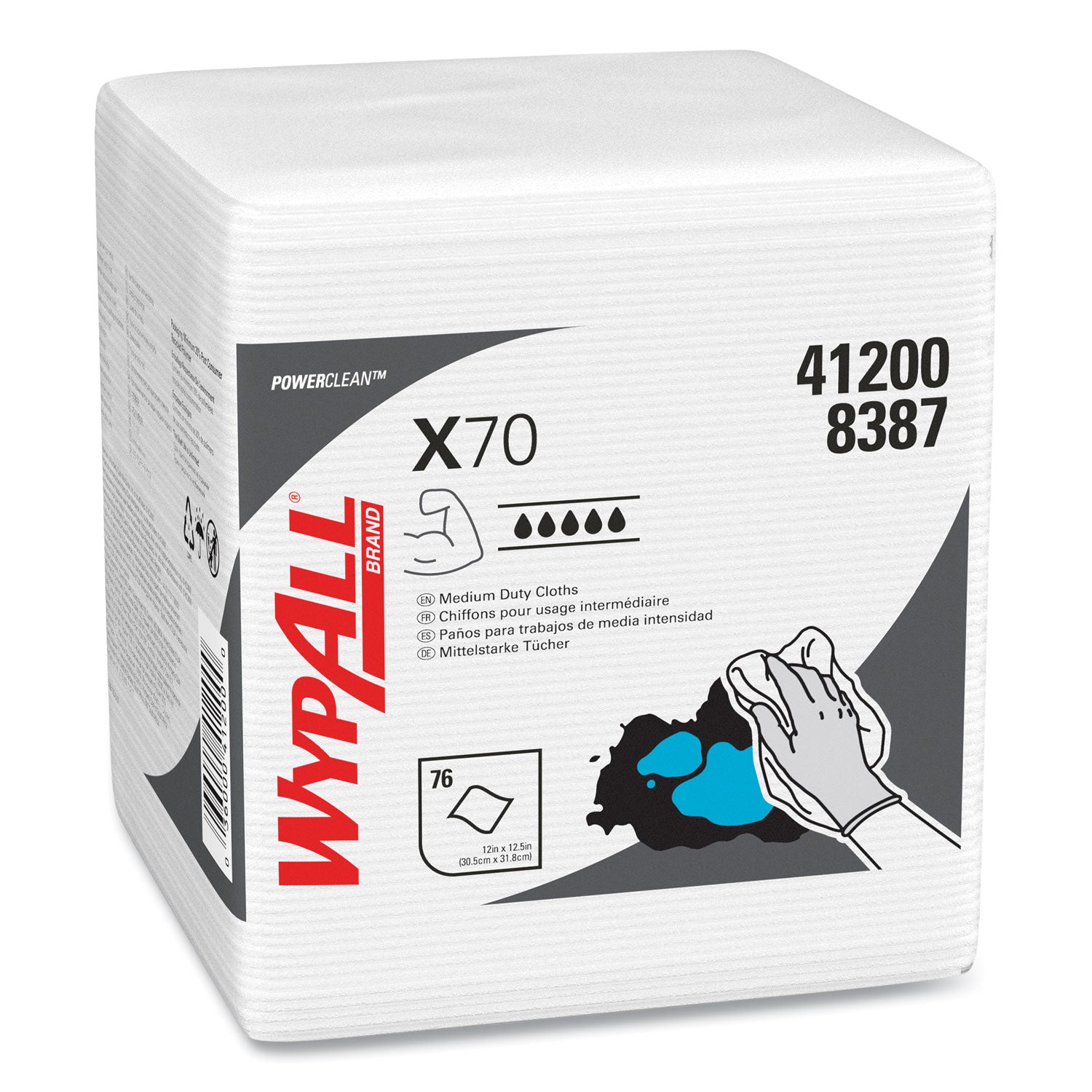 Quarter-fold - 12.50" Width x 12" Length - White - 76/Pack - 12 / Carton