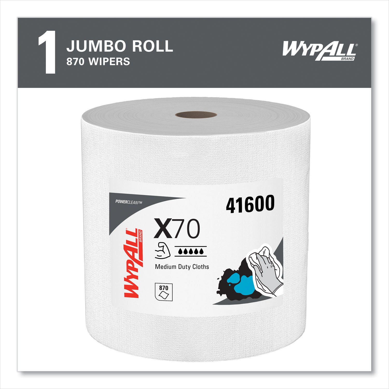 12.50" Width x 12.20" Length - 870 Sheets/Roll - White - Hydroknit - 1 Carton
