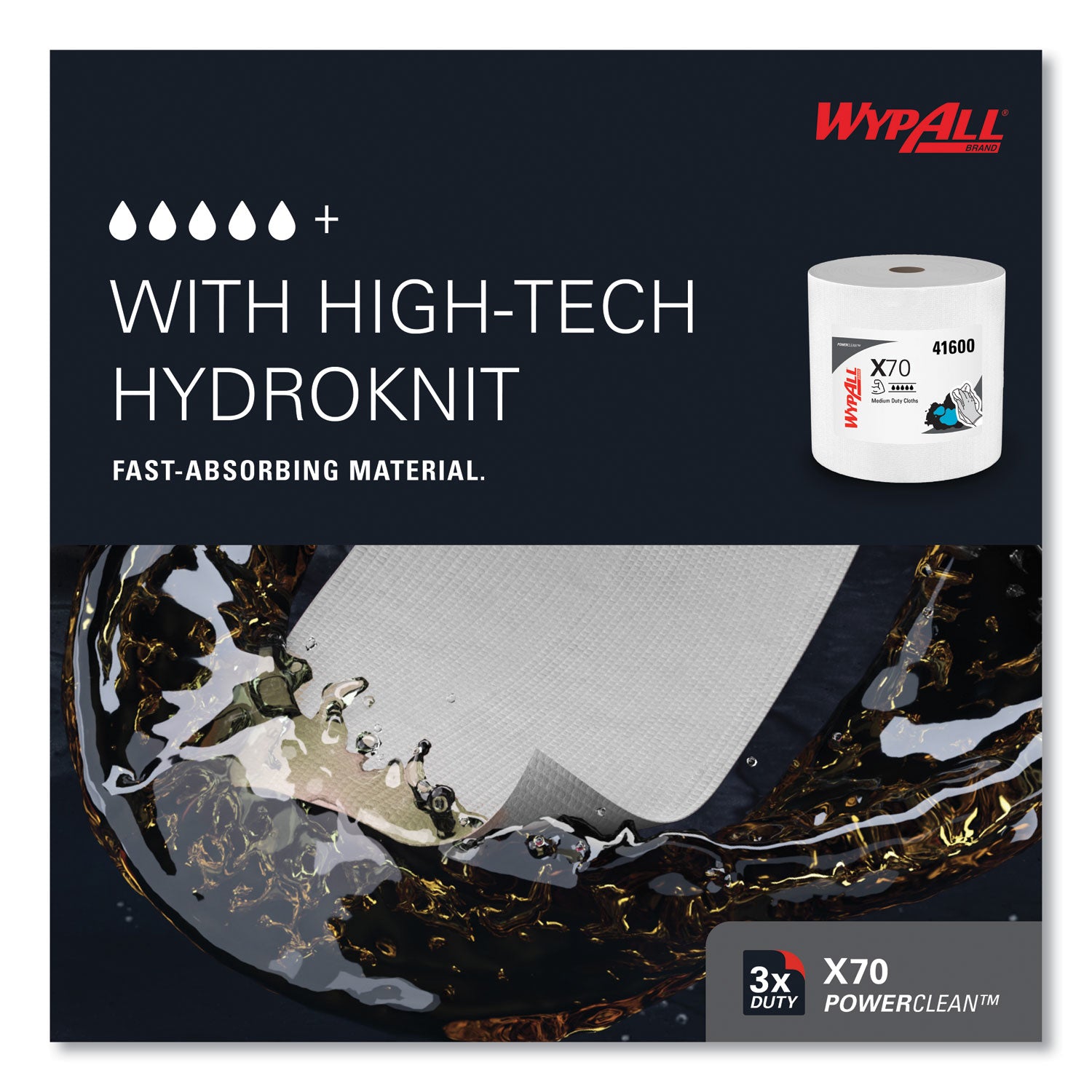 12.50" Width x 12.20" Length - 870 Sheets/Roll - White - Hydroknit - 1 Carton