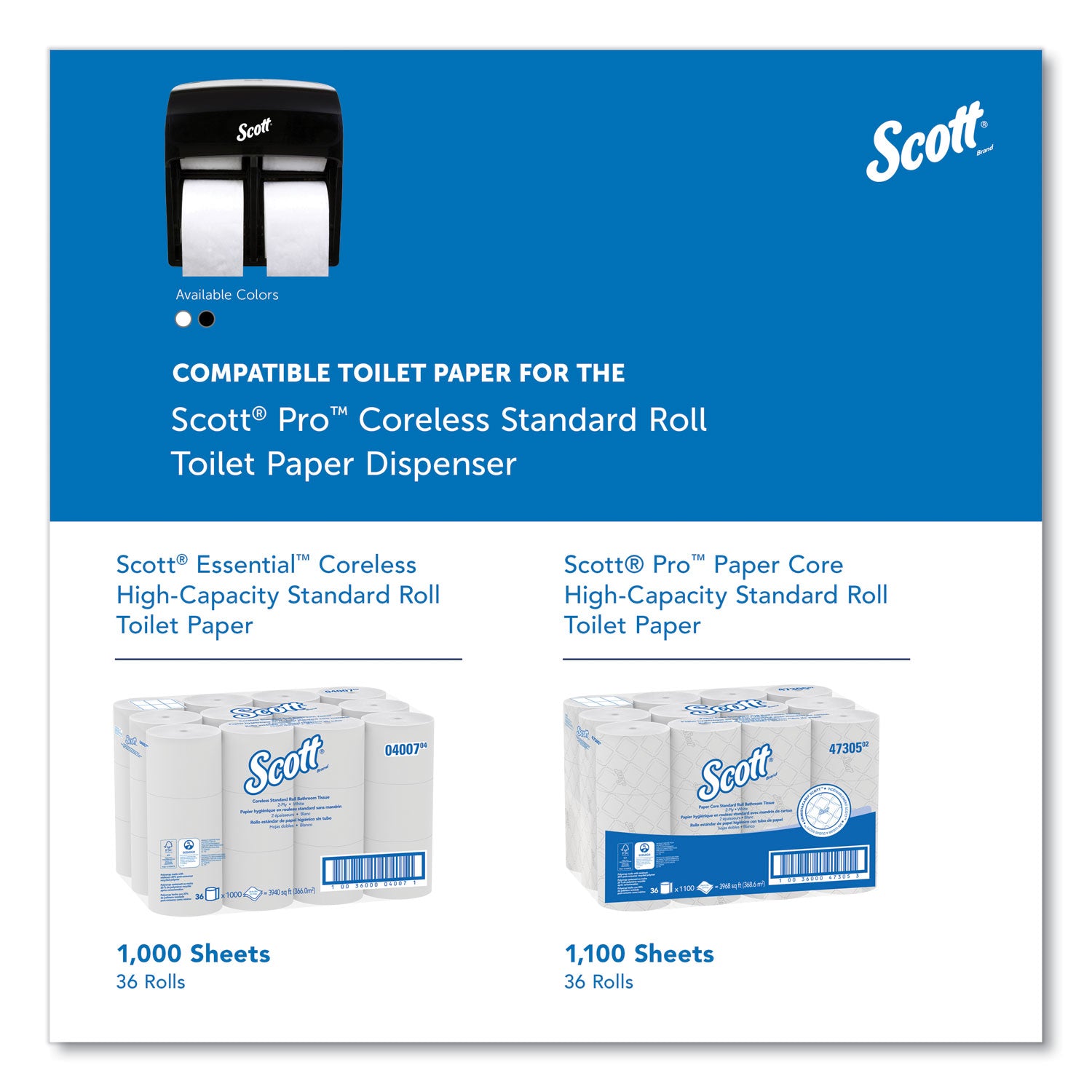 Scott Pro High-Capacity Coreless Standard Roll Toilet Paper Dispenser - Roll Dispenser - 4 x Roll - 12.8" Height x 11.3" Width x 6.2" Depth - Plastic - Black - Compact, Durable - 1 Each