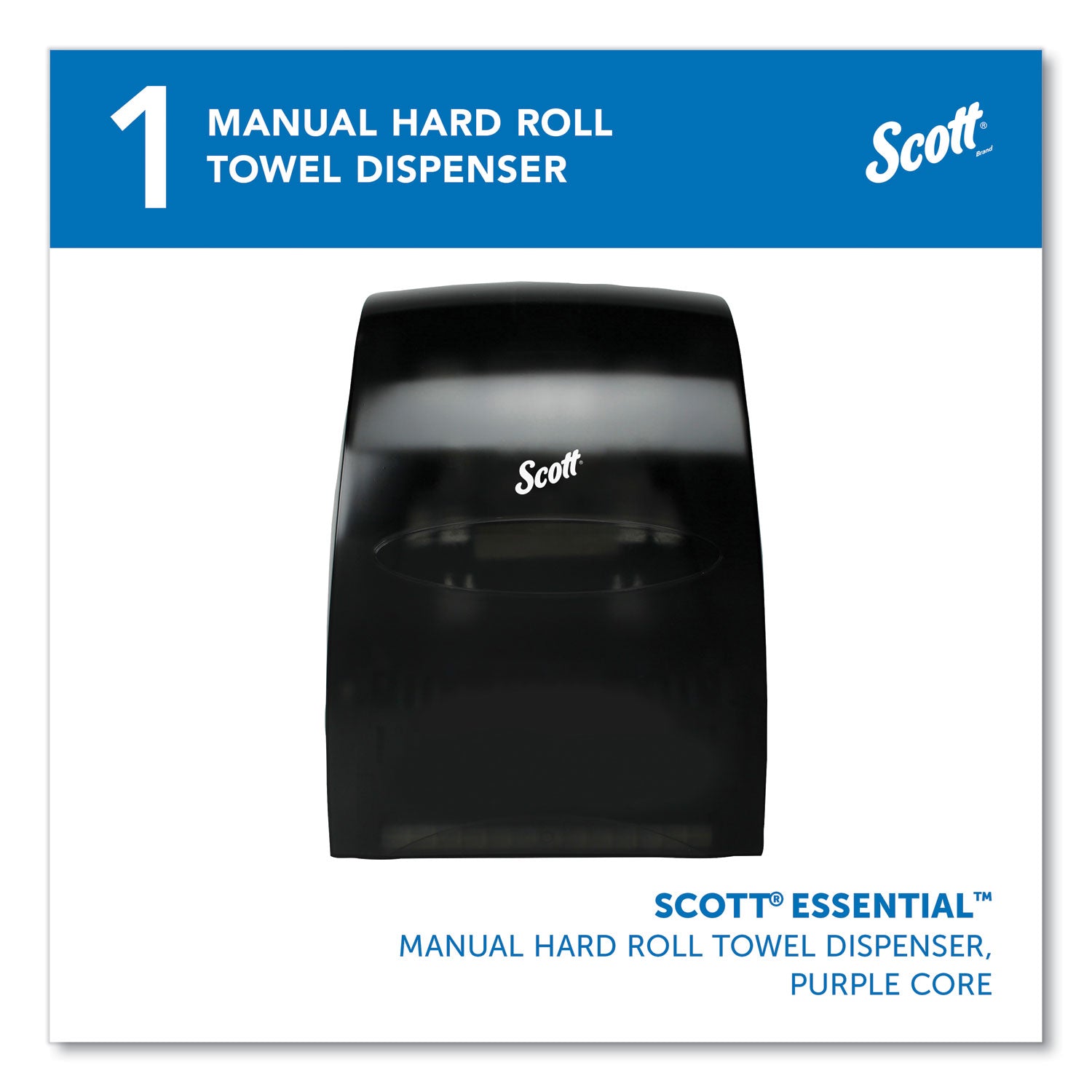 Scott Essential Manual Hard Towel Dispenser - Touchless Dispenser - 16.1" Height x 12.6" Width x 10.2" Depth - Black - 1 Carton