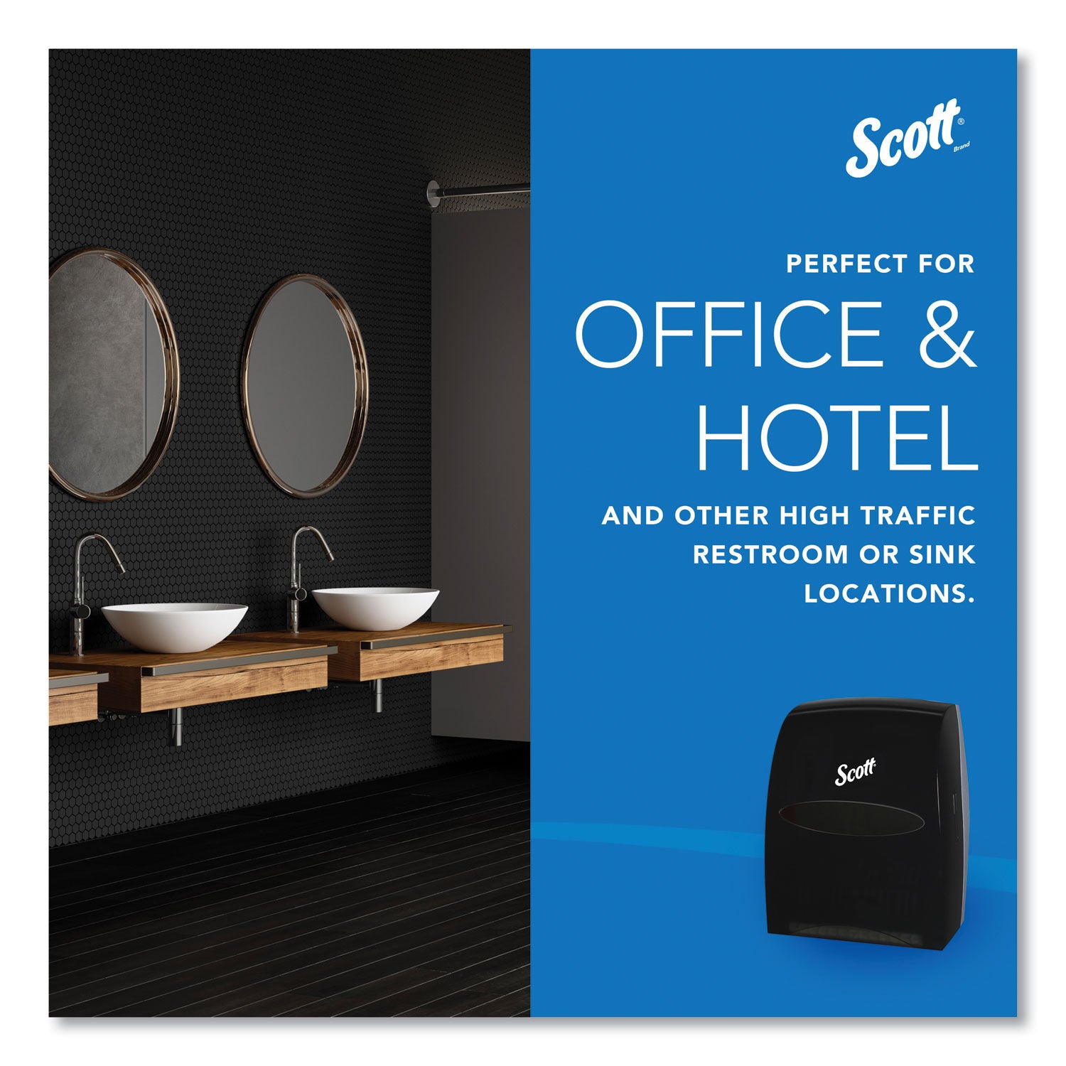 Scott Essential Manual Hard Towel Dispenser - Touchless Dispenser - 16.1" Height x 12.6" Width x 10.2" Depth - Black - 1 Carton