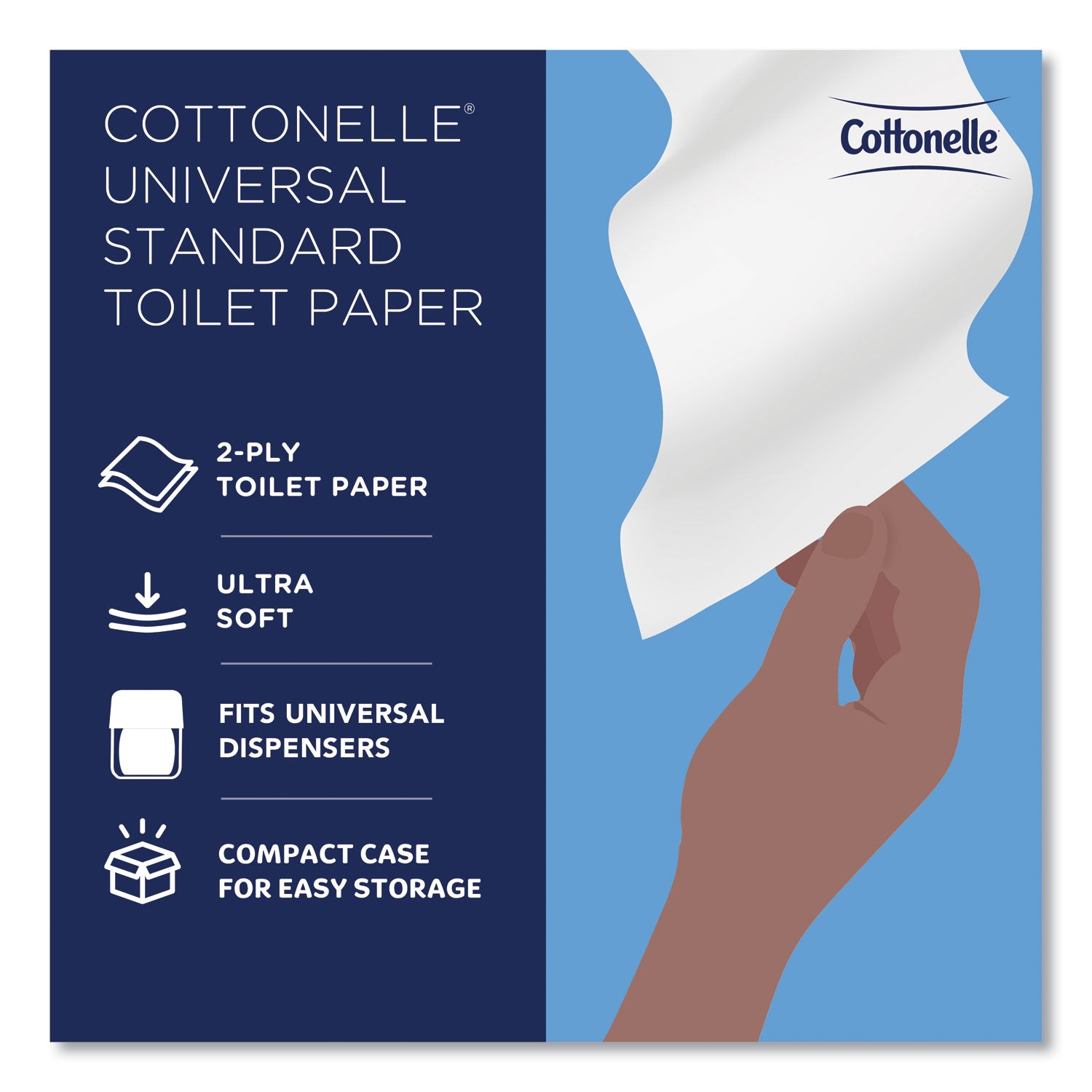 Cottonelle Professional Standard Roll Toilet Paper - 2 Ply - 4" Width x 4" Length - 451 Sheets/Roll - White - 20 / Carton