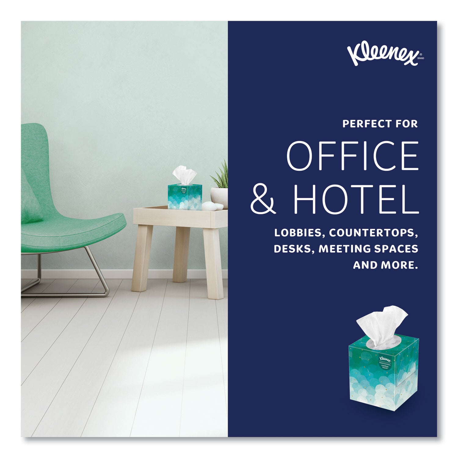 Kleenex Professional Facial Tissue Cube for Business - 2 Ply - White - PaperBox - 90/Box - 6 / Pack