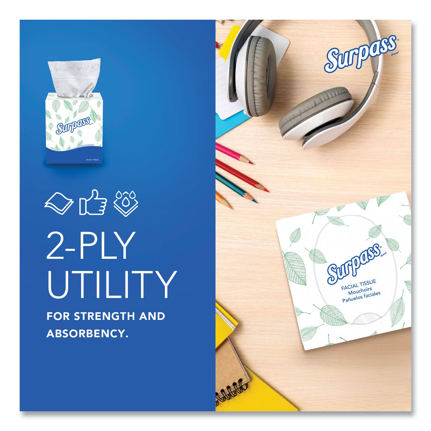 2 Ply - 8.30" Width x 7.80" Length - White - Fiber - 90/Box - 1 Carton