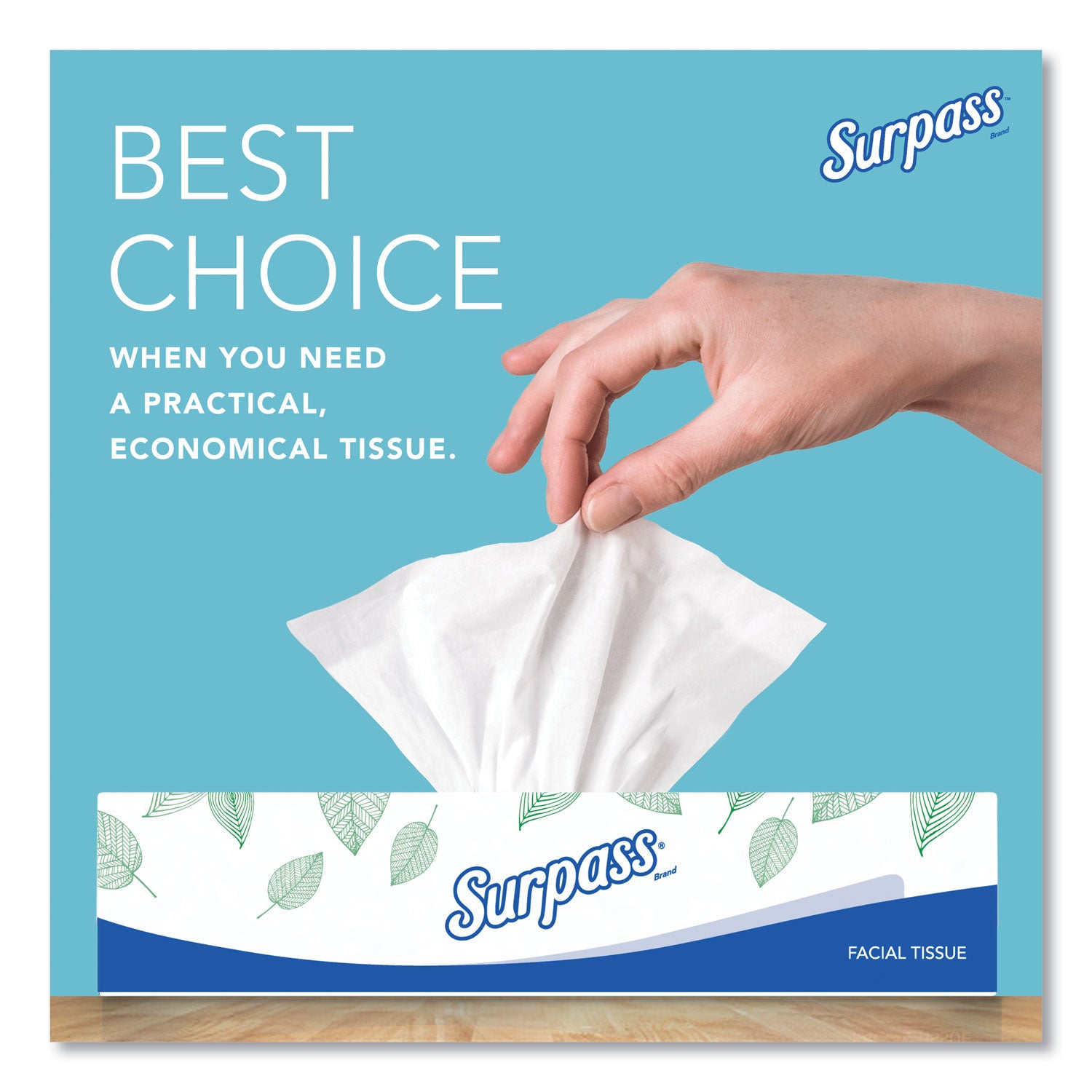 Surpass Flat Box Facial Tissue for Business - 2 Ply - WhiteBox - 100/Box - 1 Carton
