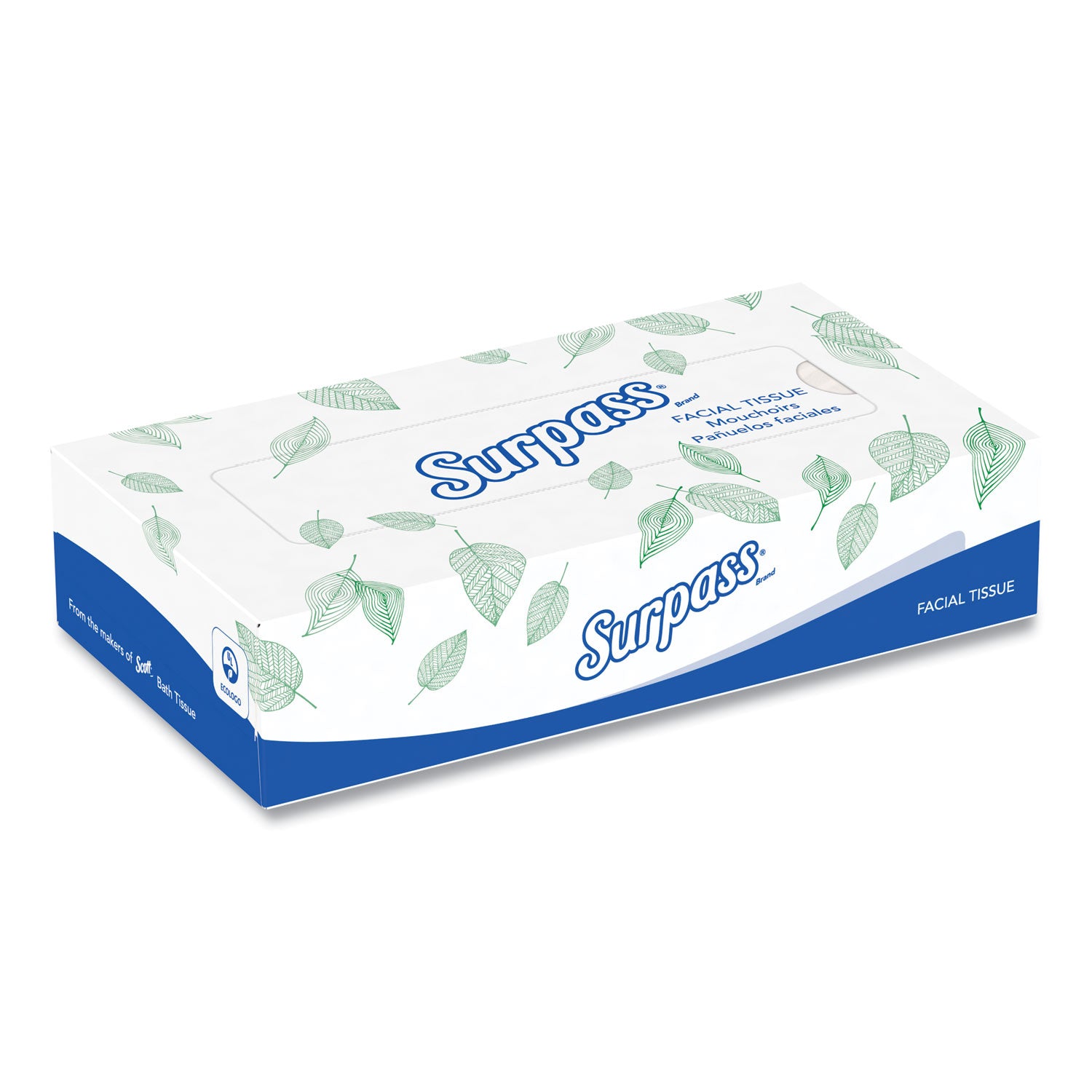 Surpass Flat Box Facial Tissue for Business - 2 Ply - 8" Width x 8.30" Length - White - 125/Box - 1 Carton