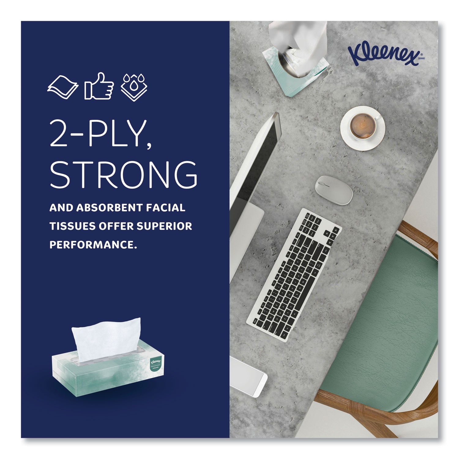 Naturals Facial Tissue for Business, Flat Box, 2-Ply, White, 125 Sheets/Box, 48 Boxes/Carton