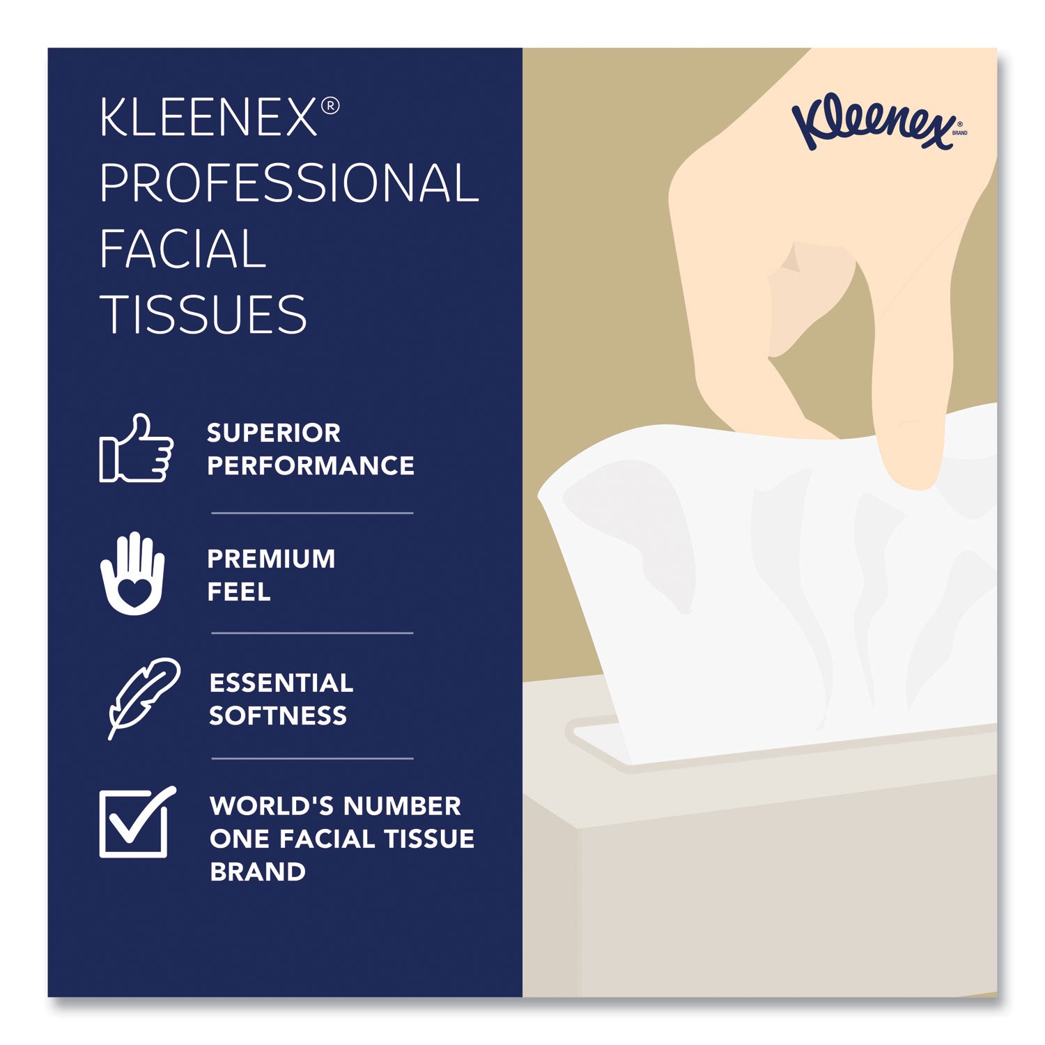 Kleenex Professional Facial Tissue for Business - Flat Box - 2 Ply - 8.40" Width x 8.60" Length - White - 125/Box - 48 / Carton