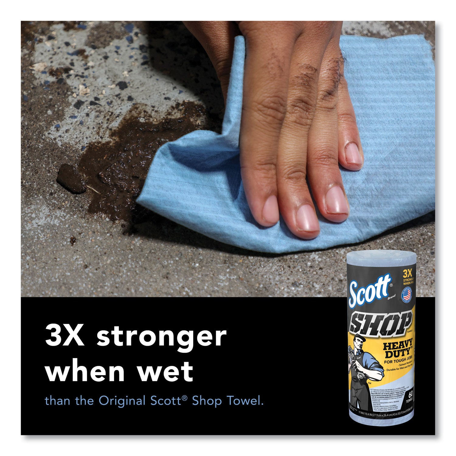 11" Width x 10.40" Length - 60 Sheets/Roll - Blue - Hydroknit - 1 Carton