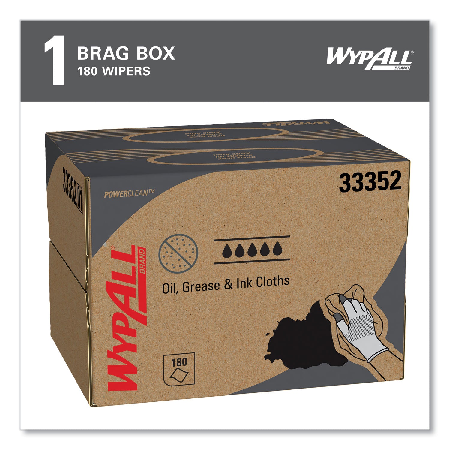 Power Clean Oil, Grease and Ink Cloths, BRAG Box, 12.1 x 16.8, Blue, 180/Box