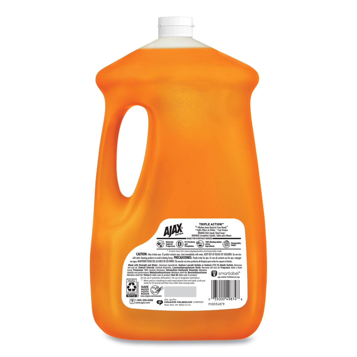 AJAX Triple Action Dish Soap, Orange Scent, 90 fl oz, 1 Each, Phosphate-Free, Kosher-Free