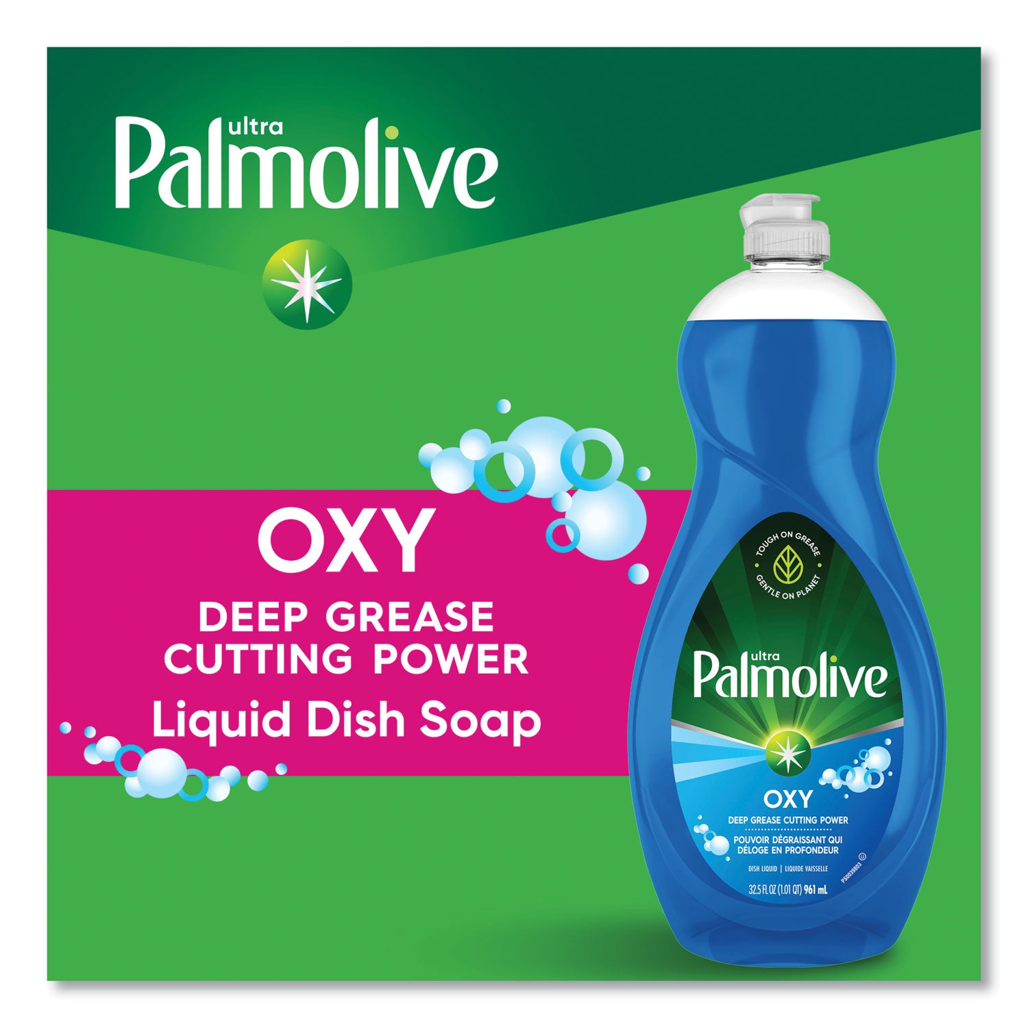 Oxy Dishwashing Liquid, Fresh Scent, 32 oz Bottle, 9/Carton