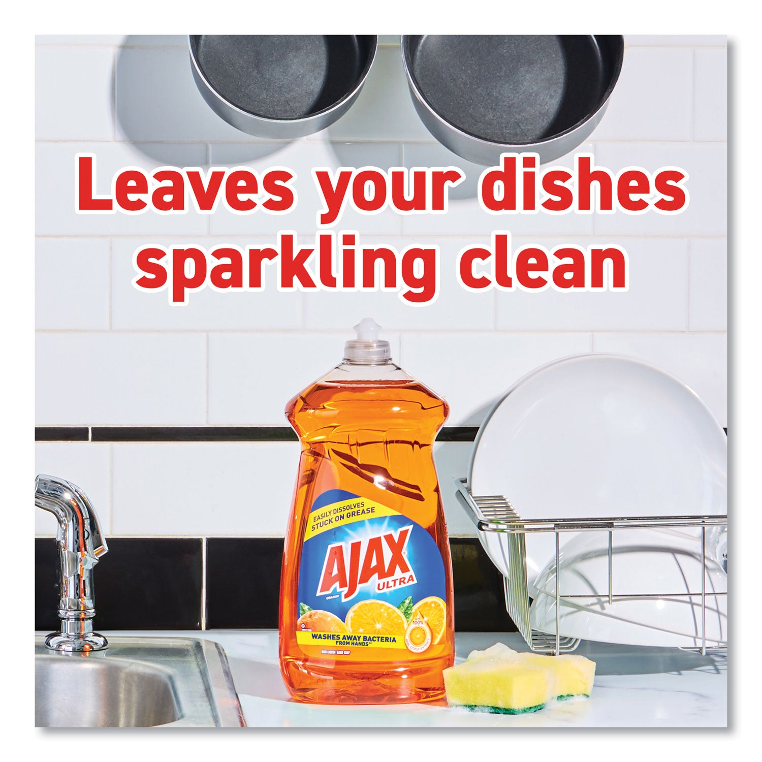 AJAX Triple Action Dish Soap, Orange Scent, 90 fl oz, 1 Each, Phosphate-Free, Kosher-Free