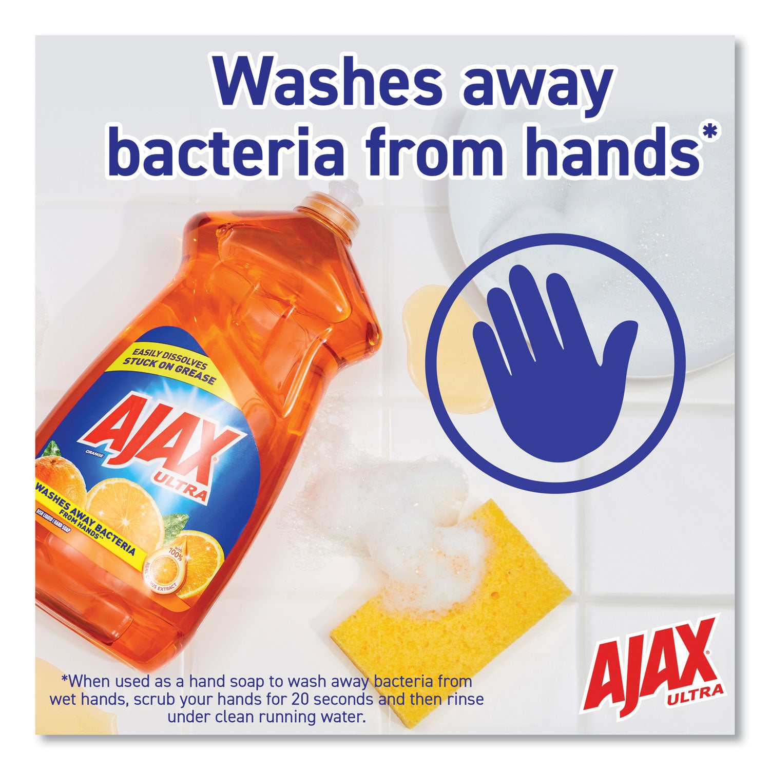 AJAX Triple Action Dish Soap, Orange Scent, 90 fl oz, 1 Each, Phosphate-Free, Kosher-Free