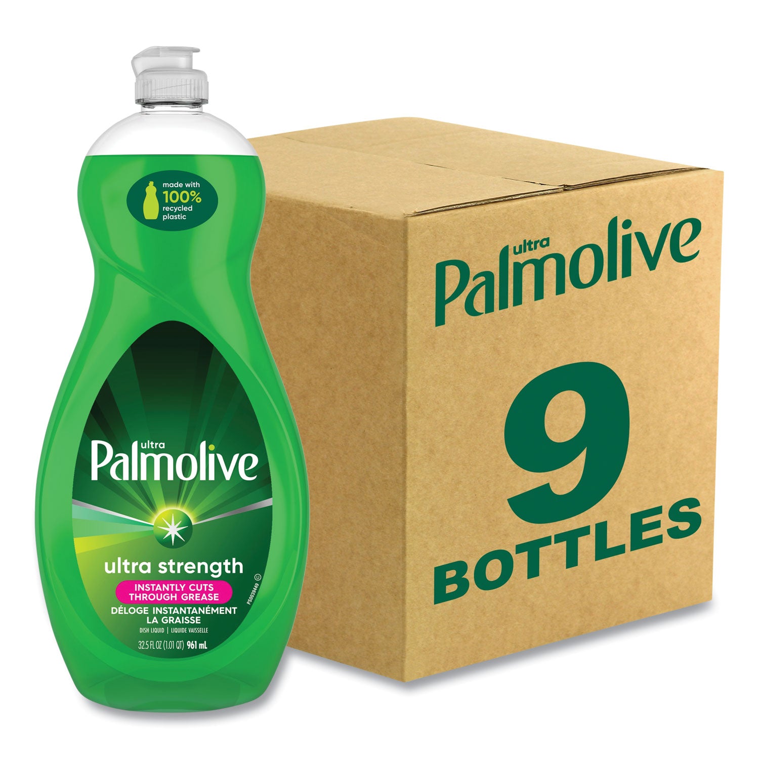 Dishwashing Liquid, Green Scent, 32.5 oz Bottle, 9/Carton