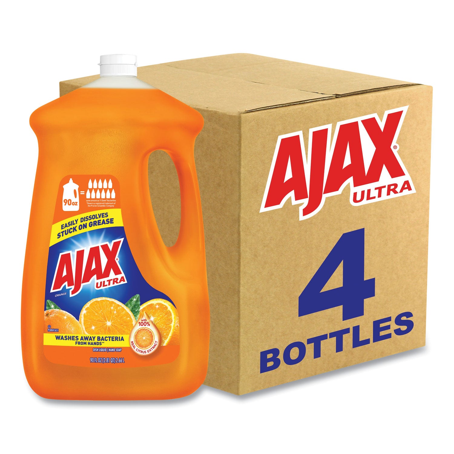 AJAX Triple Action Dish Soap, Orange Scent, 90 fl oz, 1 Each, Phosphate-Free, Kosher-Free