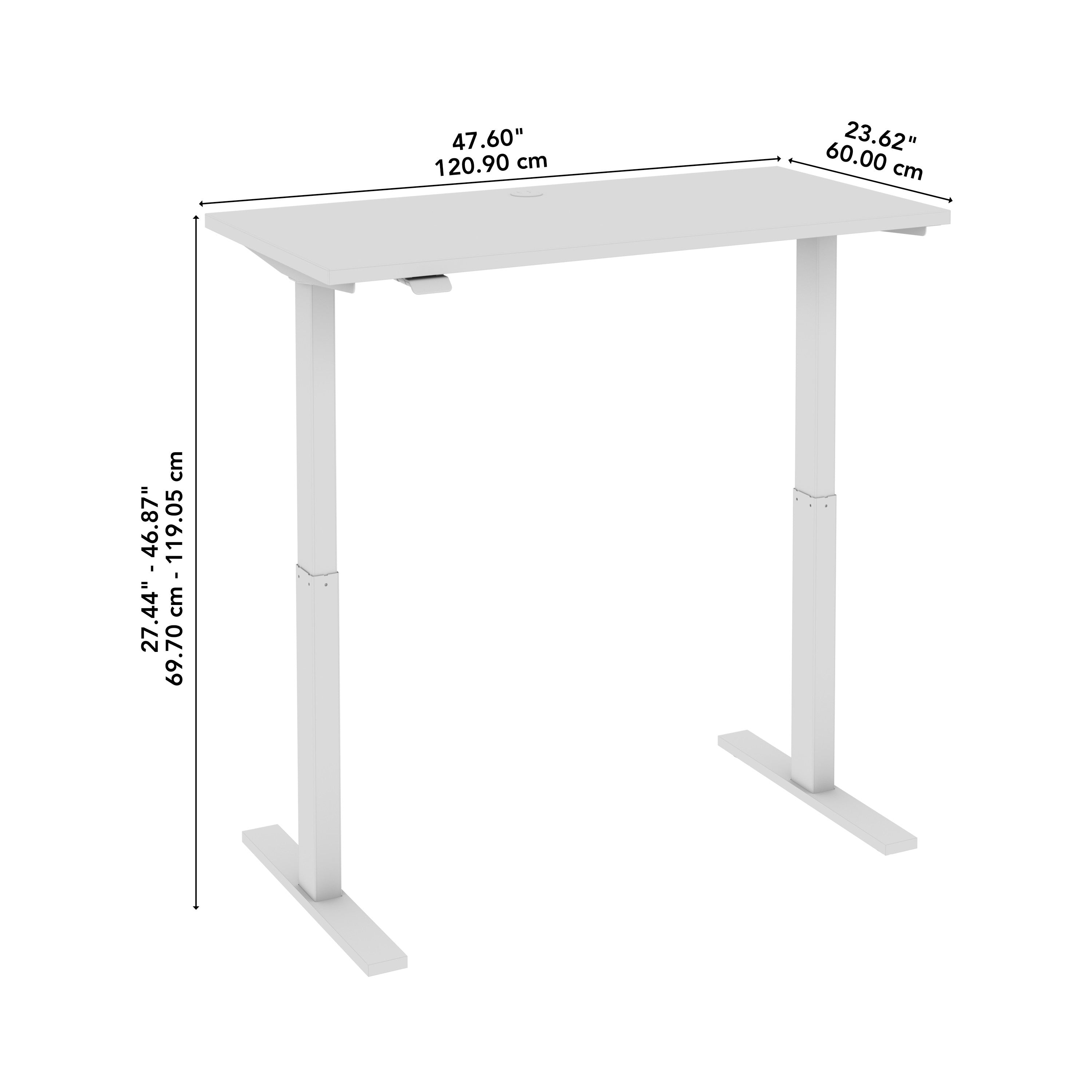 Bush Business Furniture Move 60 Series 48W x 24D Electric Height Adjustable Standing Desk in Modern Hickory with White Base - 47.6" Width x 23.62" Depth x 27.44" Height
