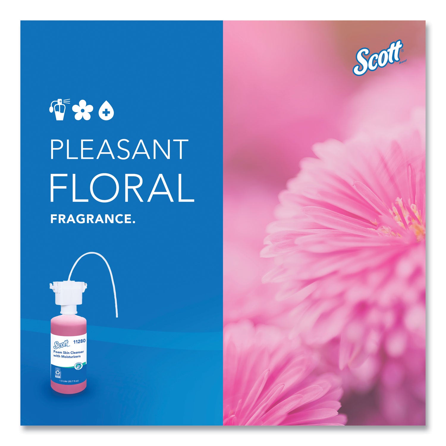 Scott Foam Hand Soap with Moisturizers - Floral Scent - 1.59 quart - Bottle Dispenser - Kill Germs - Skin, Washroom, Healthcare, Office Building, Restroom - Moisturizing - Pink - Rich Lather, Hygienic, Pleasant Scent - 1 Carton