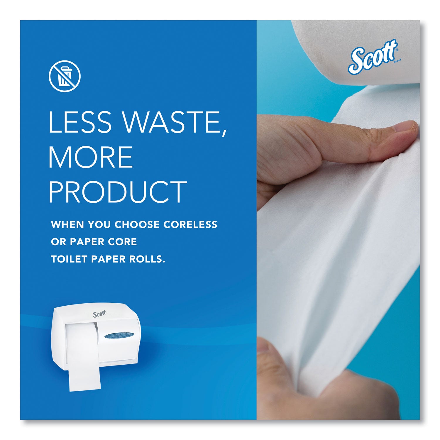 Scott Coreless Standard Roll Toilet Paper Dispenser - Coreless Dispenser - 2 x Roll - 7.6" Height x 11" Width x 6" Depth - ABS Plastic - White - Durable - 1 Each