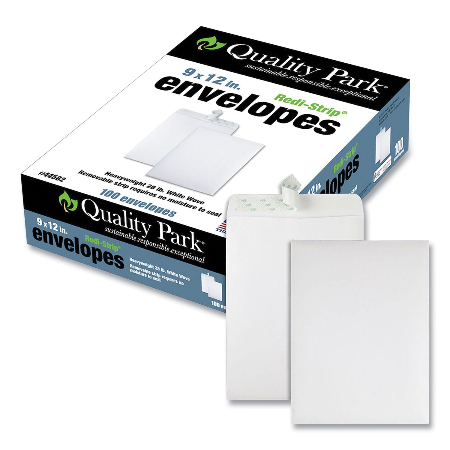 Quality Park 9 x 12 Catalog Envelopes with Redi-Strip&reg; Closure - Catalog - #10 1/2 - 9" Width x 12" Length - 28 lb - Peel & Seal - White - Wove - 100 / Box