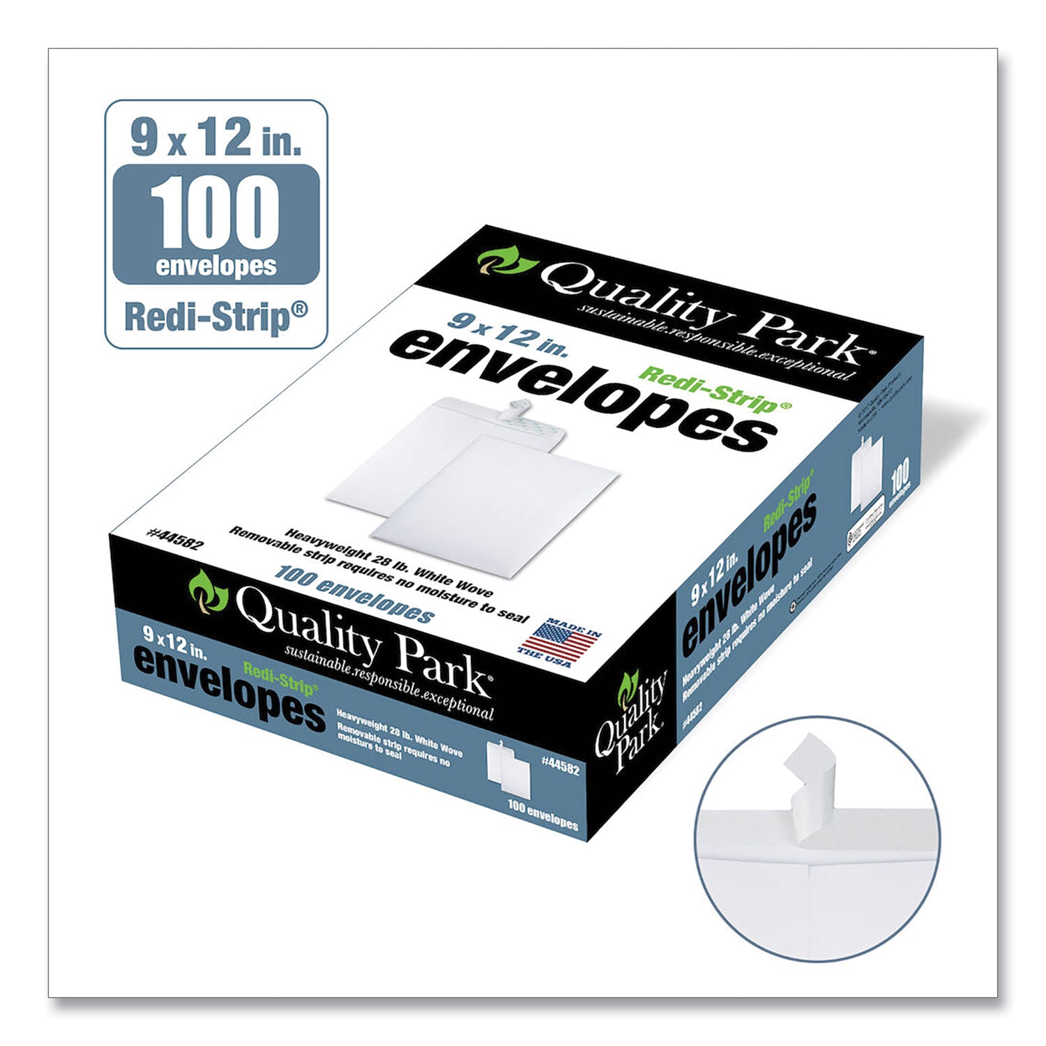 Quality Park 9 x 12 Catalog Envelopes with Redi-Strip&reg; Closure - Catalog - #10 1/2 - 9" Width x 12" Length - 28 lb - Peel & Seal - White - Wove - 100 / Box