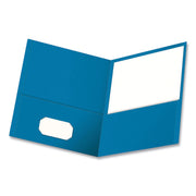 Oxford Letter Recycled Pocket Folder - 8 1/2" x 11" - 100 Sheets Capacity - 2 Internal Pocket(s) - Leatherette - Light Blue - Turned Edge - 10% Recycled - 25 / Box