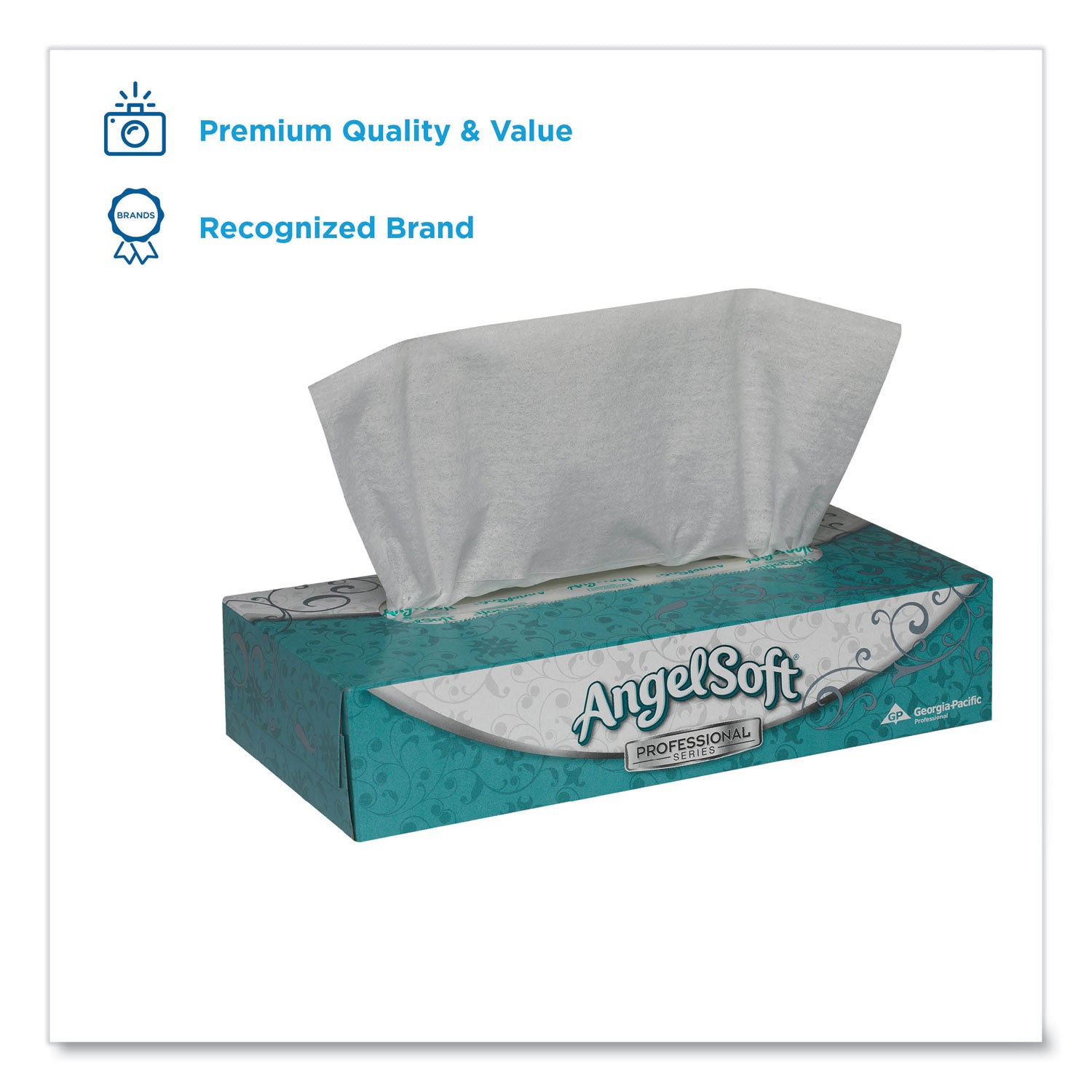 Angel Soft Professional Series Premium Facial Tissue - 2 Ply - 8.85" Width x 7.65" Length - White - Fiber - 100/Box - 30 / Carton