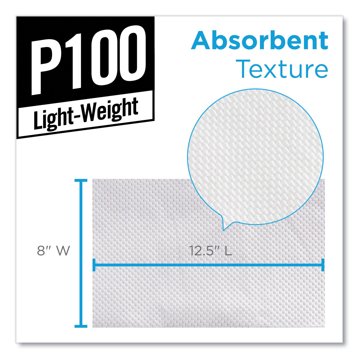 12.50" Length x 8" Width - Absorbent, Strong, Streak-free, Durable - White - 148/Box - 20 / Carton