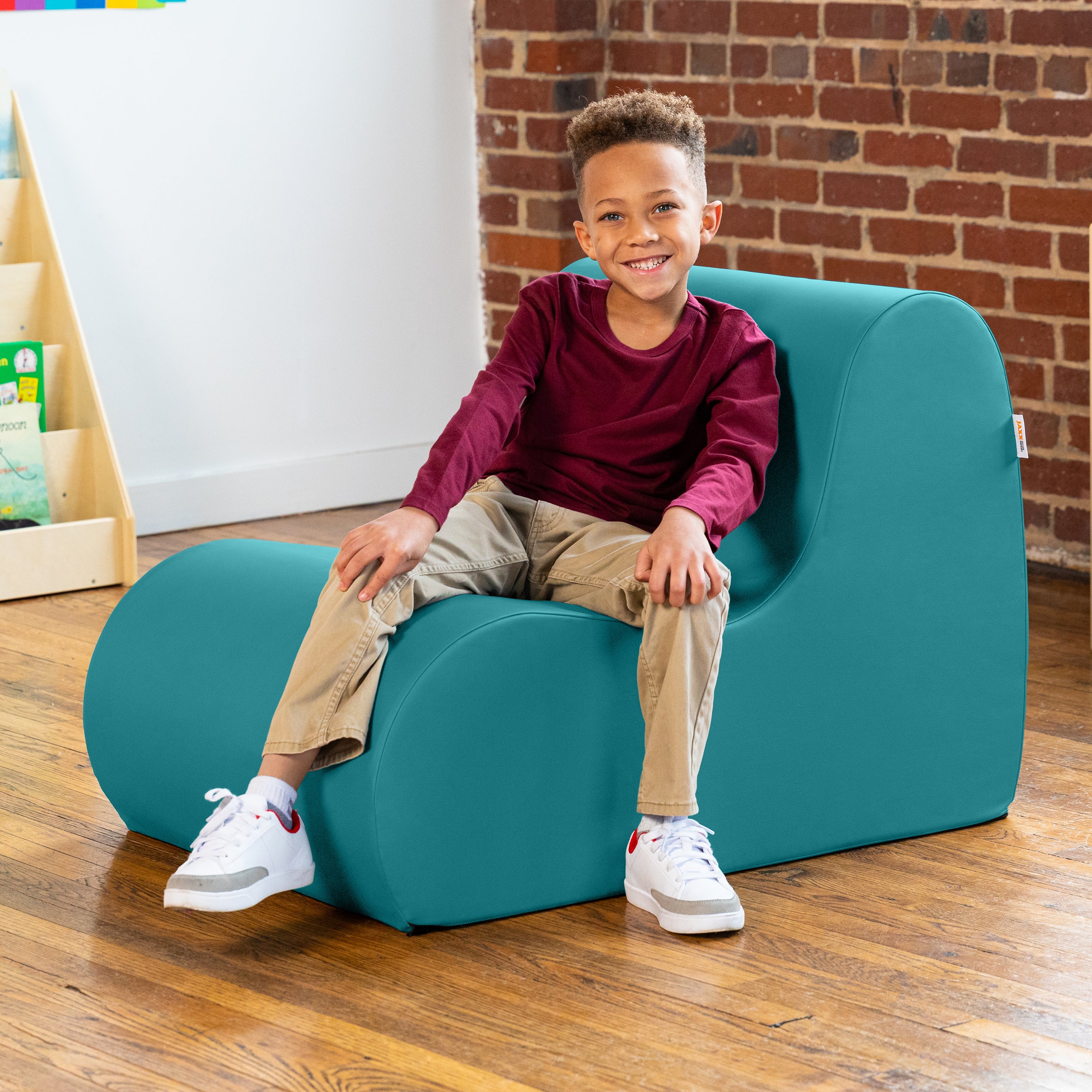 Jaxx Midtown Medium Classroom Soft Foam Chair - Premium Vinyl Cover - Turquoise
