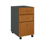 Bush Business Furniture Series A 3 Drawer Mobile File Cabinet in Natural Cherry and Slate - 15.71" Width x 20.2" Depth x 27.79" Height