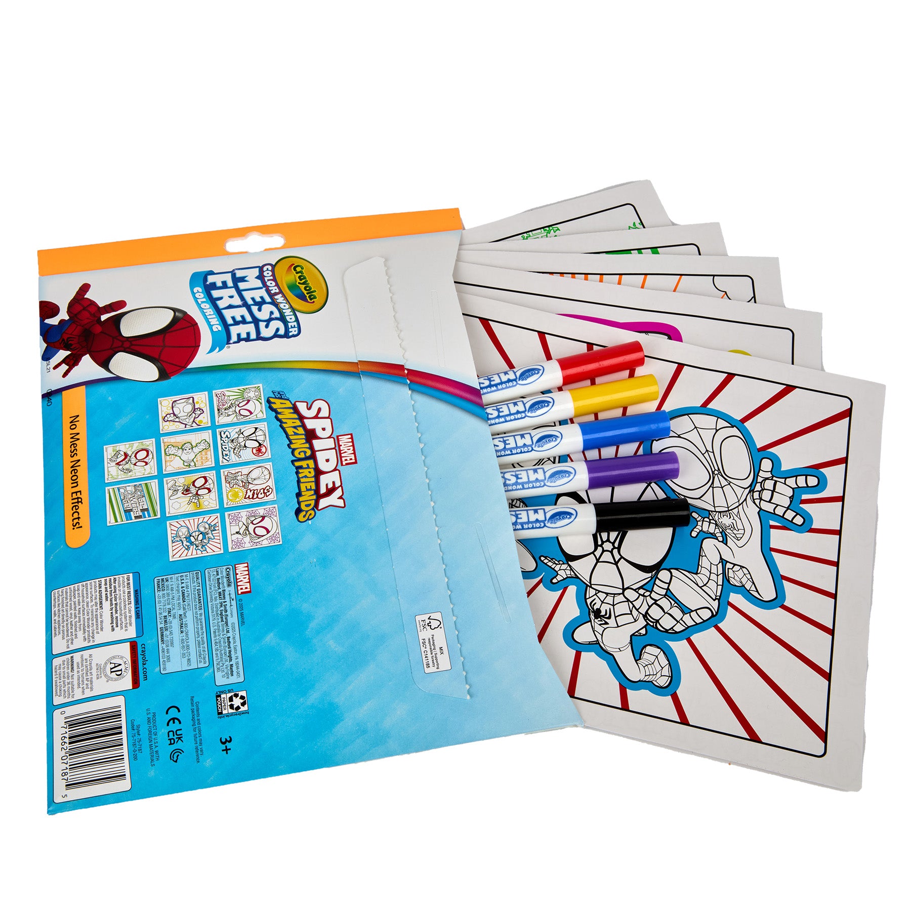 Color Wonder Neon Coloring Pages & Markers, Spidey