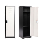 48" H x 15" W Steel Single Tier Storage Locker with Digital Lock, Black and White