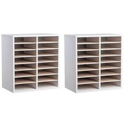 Wood Adjustable 16 Compartment Literature Organizer, White 2 Pack