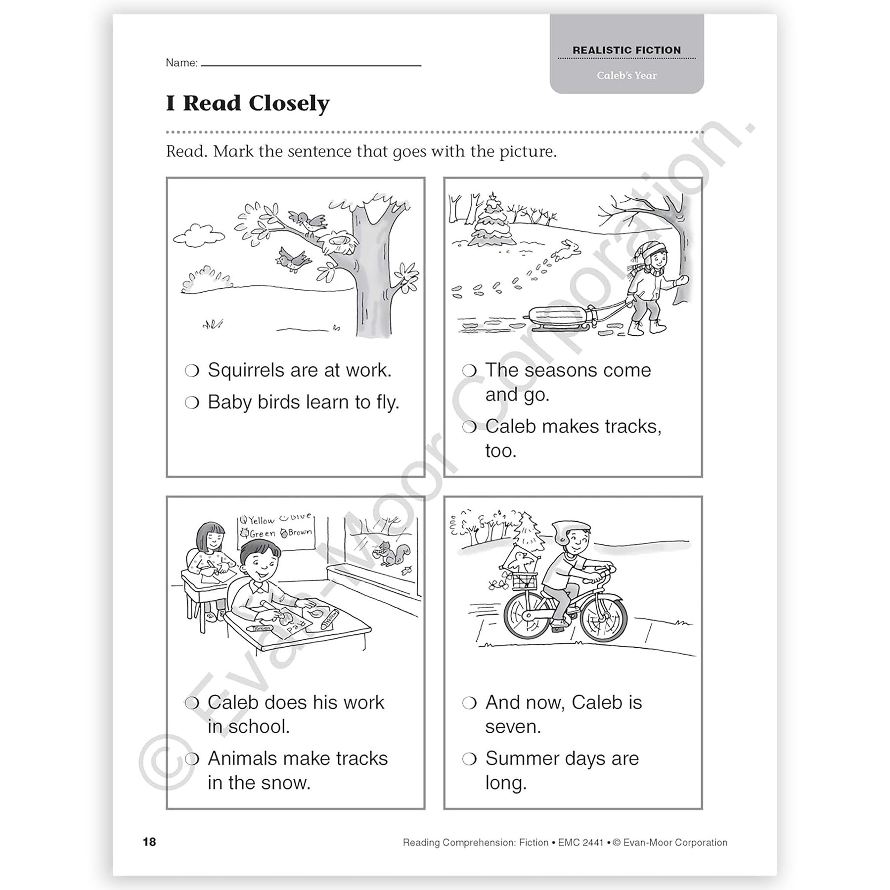 Reading Comprehension: Fiction, Grade 1