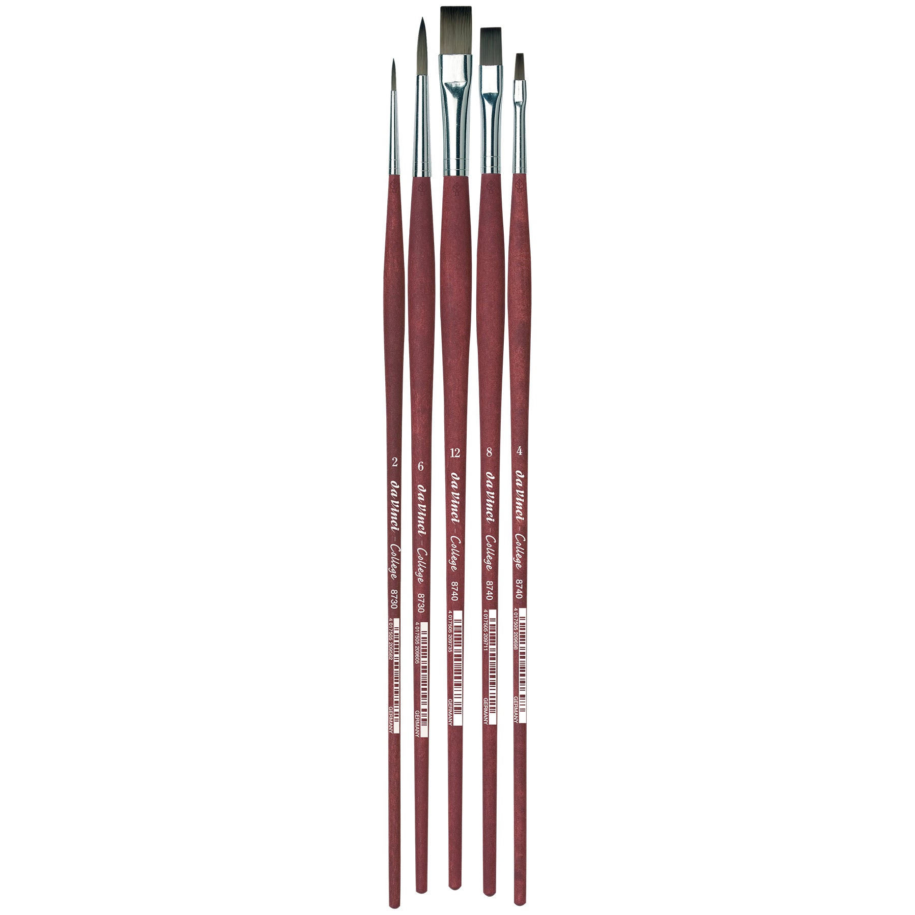 COLLEGE Student Brush, Synthetic, Acrylic & Oil, Assorted, 5 Brush Set