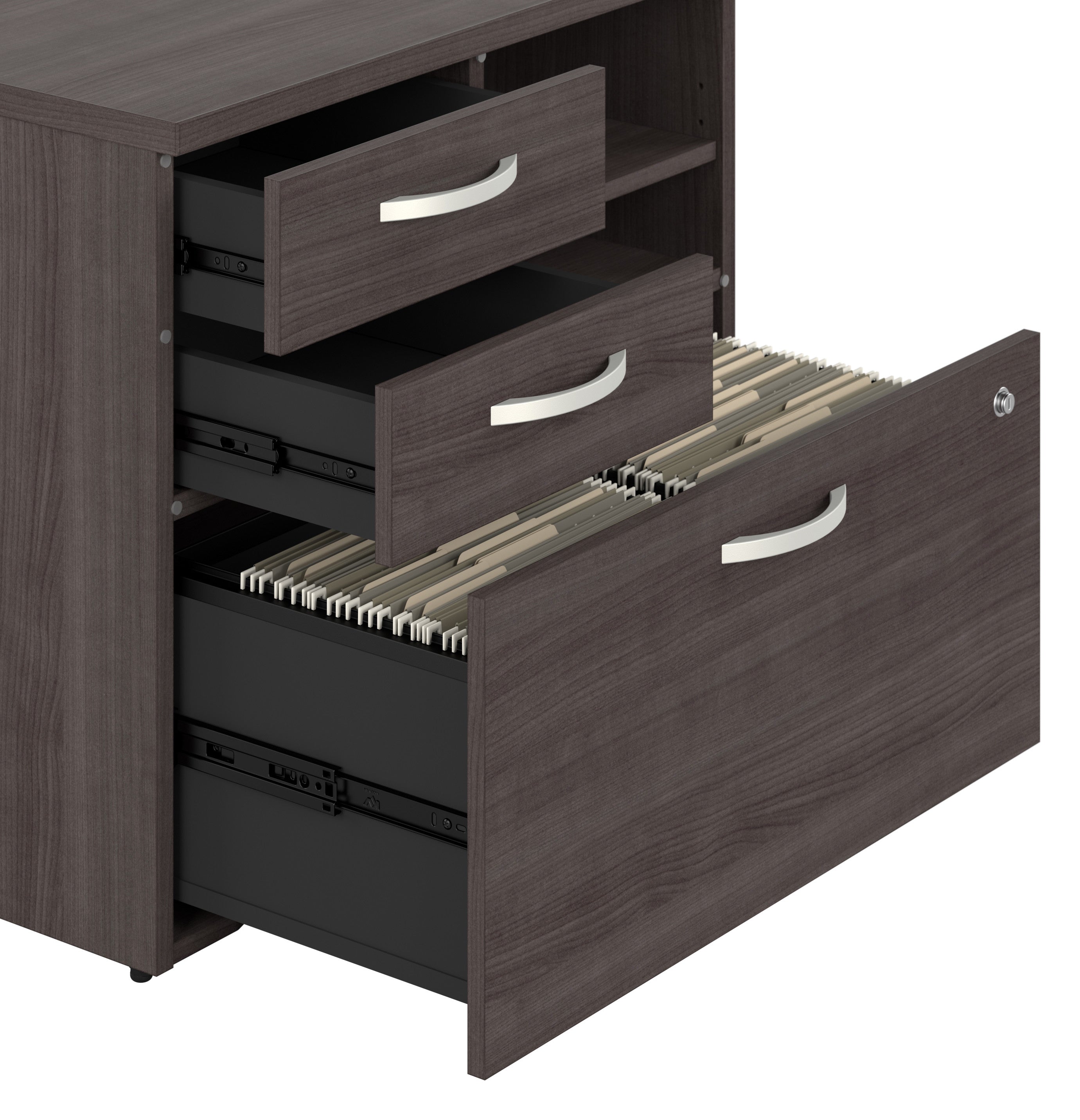 Bush Business Furniture Studio C Office Storage Cabinet with Drawers and Shelves in Storm Gray - 29.72" Width x 16.93" Depth x 25.98" Height