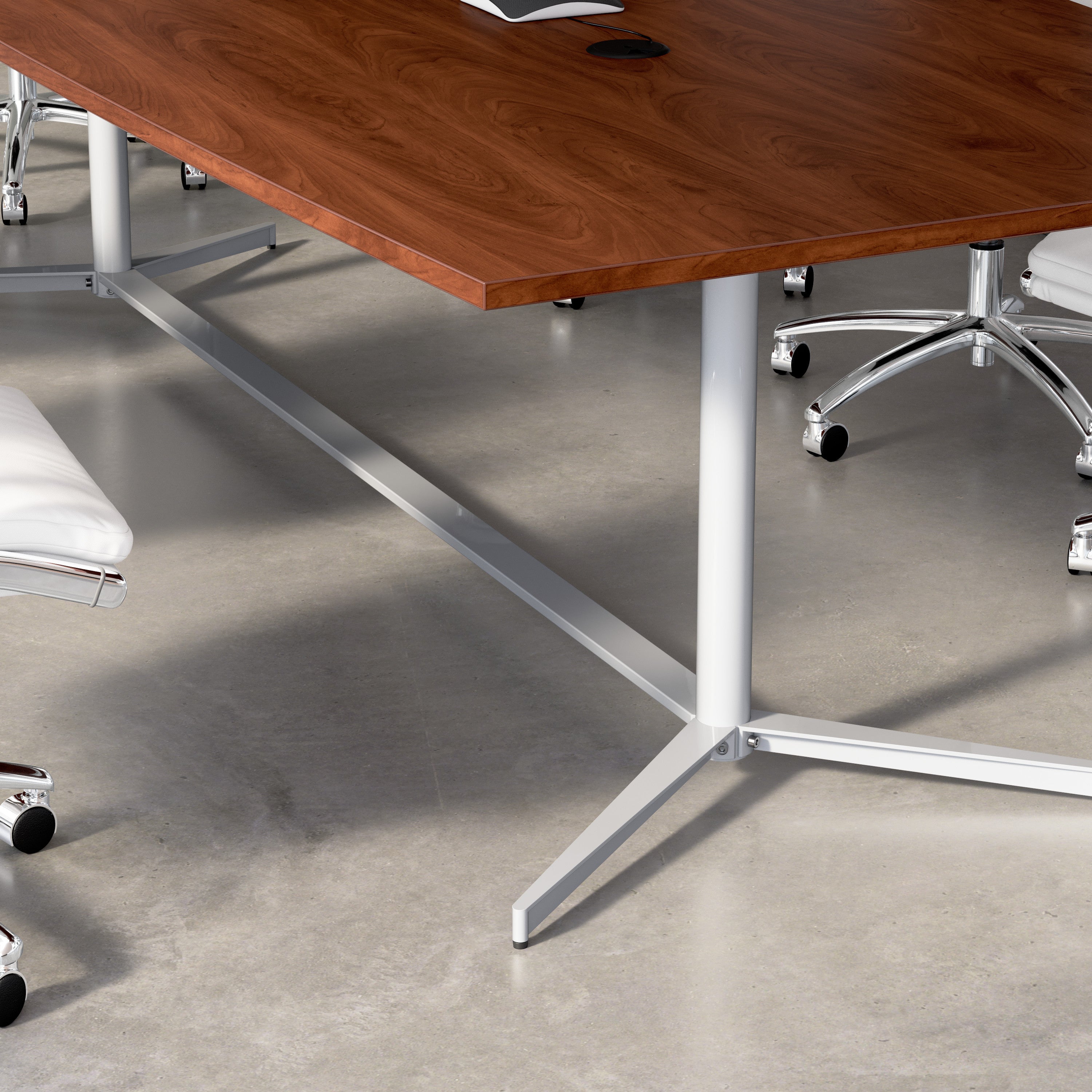 Bush Business Furniture 96-inch Office Conference Table with Metal Base in Hansen Cherry - 95.2" Width x 42.01" Depth x 28.65" Height